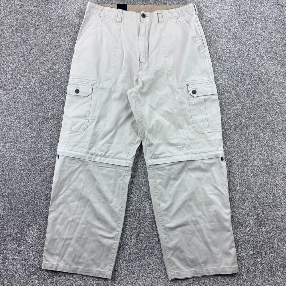Vintage Y2K Emergency Exit Cargo Pants Mens 34x30 Beige Convertible Twil Baggy